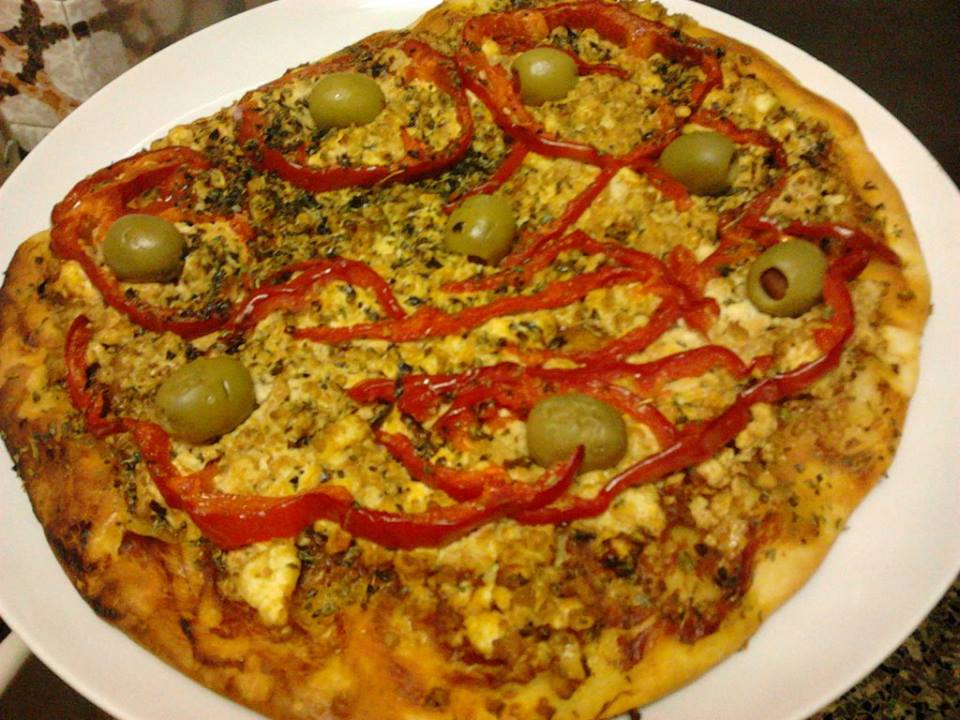 Pizza de Pimento Vermelho e tofu